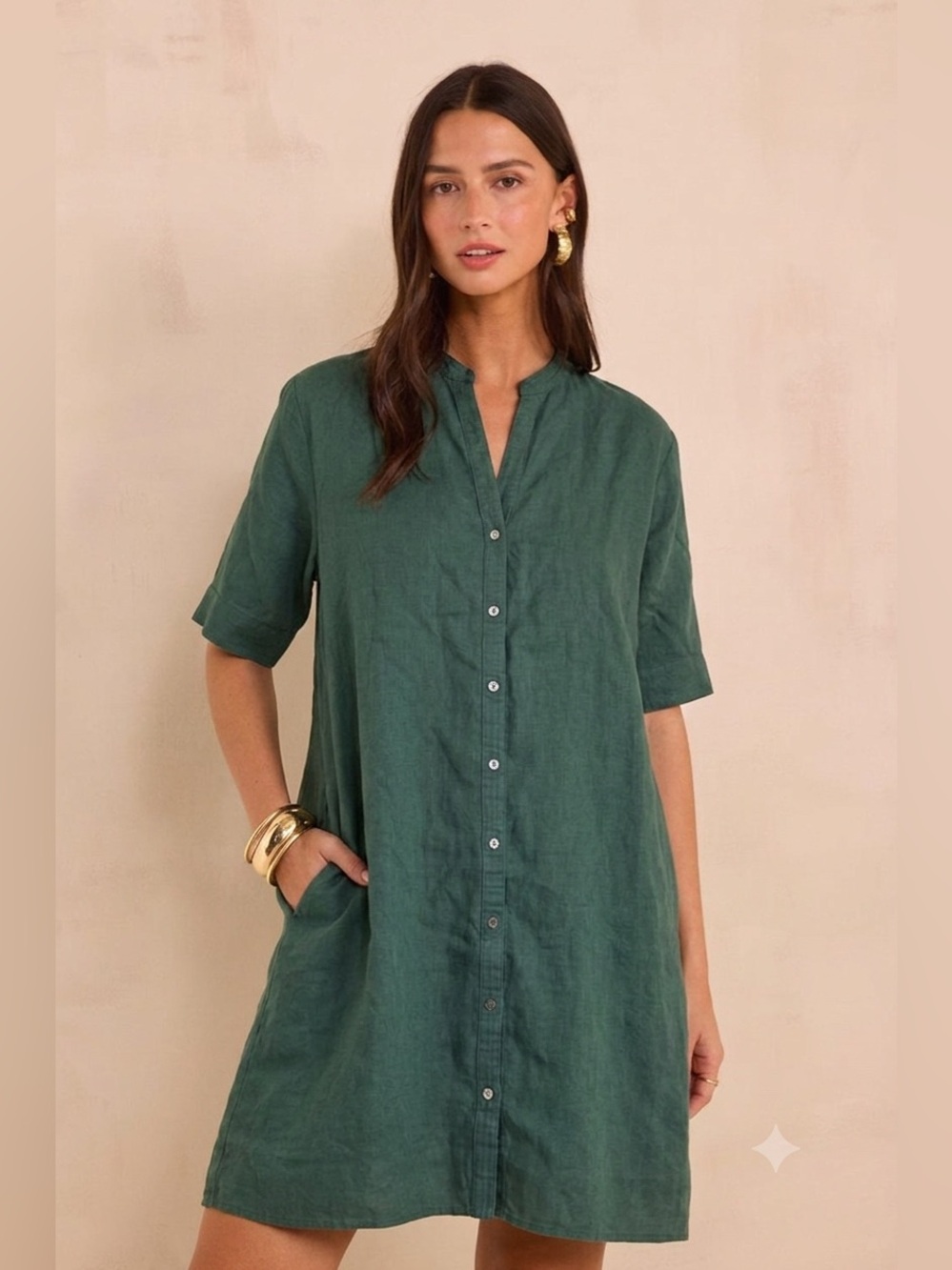 Joie Green 100% Linen Dress Small NWOT